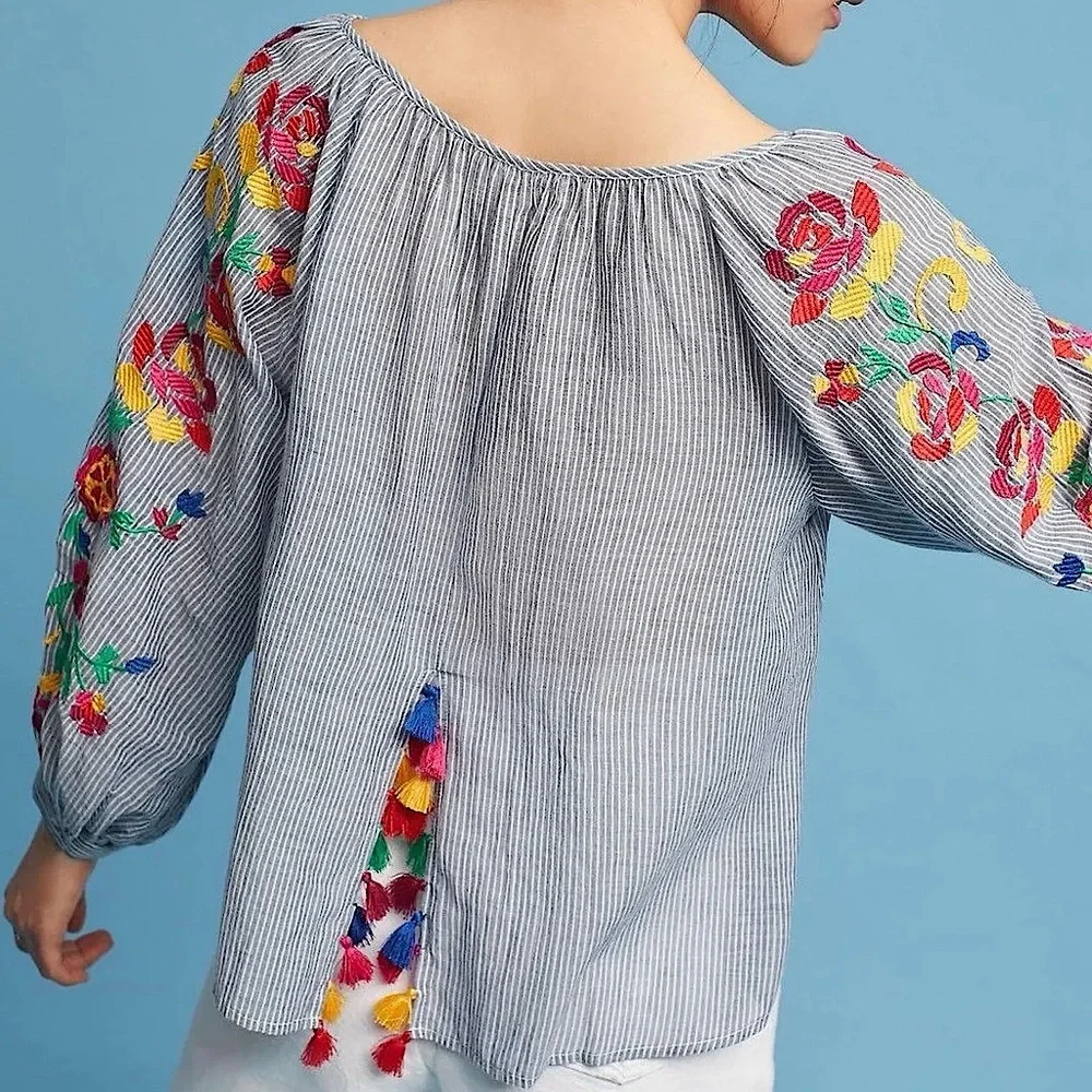 Anthropologie Embroidered Soleil Top by Floreat. Size Small. - Picture 8 of 10